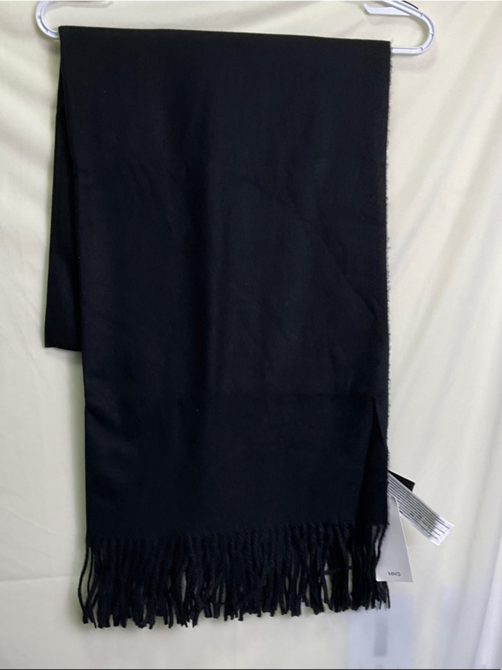 Mango Black Fringe Edge Scarf